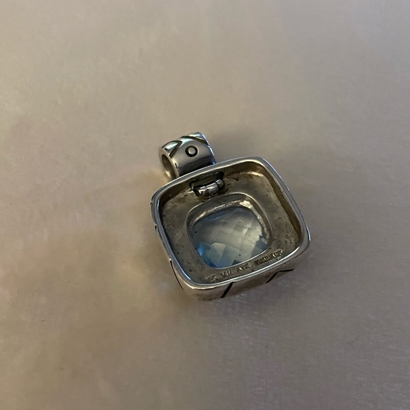 Sterling Silver & 14K Gold Blue Topaz Charm - Picture 4 of 5